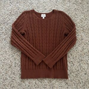 St. John's Bay Brown Crewneck Cable Knit Sweater
